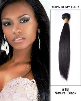 16” #1B Natural Black Straight Weave 100% Remy Hair Human Hair Extensions