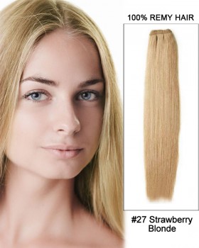 20” #27 Strawberry Blonde Straight Weave Remy Hair Weft Human Hair Extensions