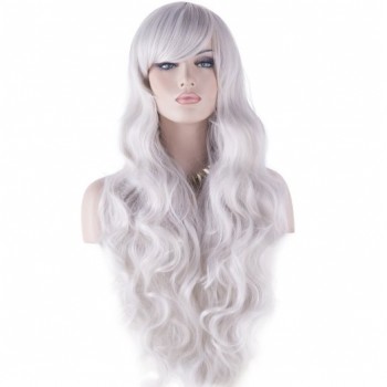 Cosplay Wigs Long Hair Heat Resistant Curly Wave Hairs for Women (silver white)