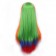 Women colorful Wig Gradient Long straight hair Heat Resistant Cosplay Wigs (Orange + Green + Jewelry blue)