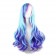 Wig Gradient Long Curly Hair Women and Girl Daily Cosplay Party Costume Wig(Blue Mixed Pink) 