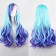 Wig Gradient Long Curly Hair Women and Girl Daily Cosplay Party Costume Wig(Blue Mixed Pink) 