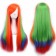 Women colorful Wig Gradient Long straight hair Heat Resistant Cosplay Wigs (Orange + Green + Jewelry blue)